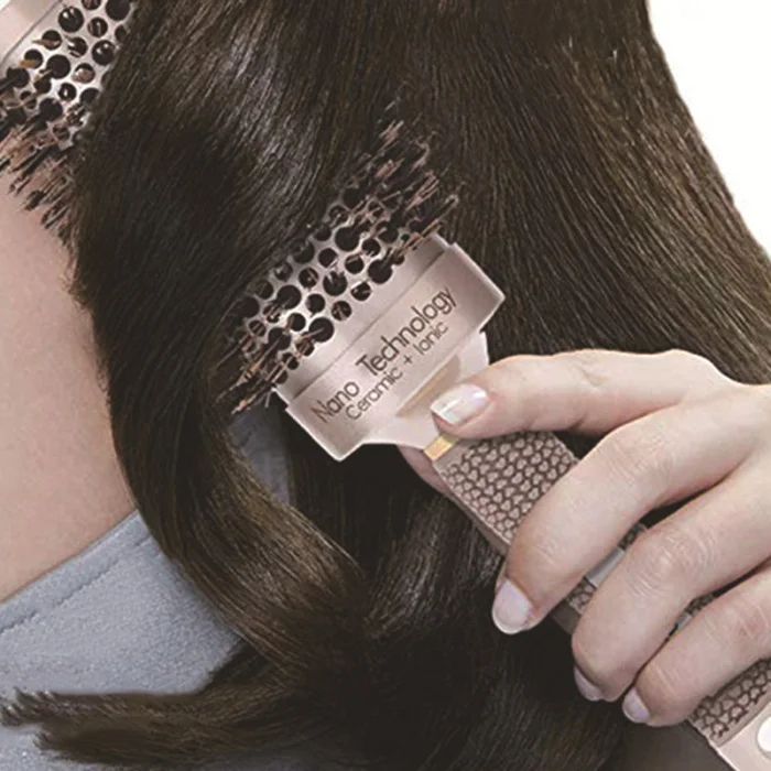 Nano ion boar bristles brush salon comb thermally conductive ceramic ion barrel hair comb comb