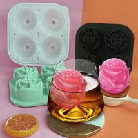 silicone ice cubes tray stencils 4 cavity easy release ice stencils ice rose shape maker for drinks g10