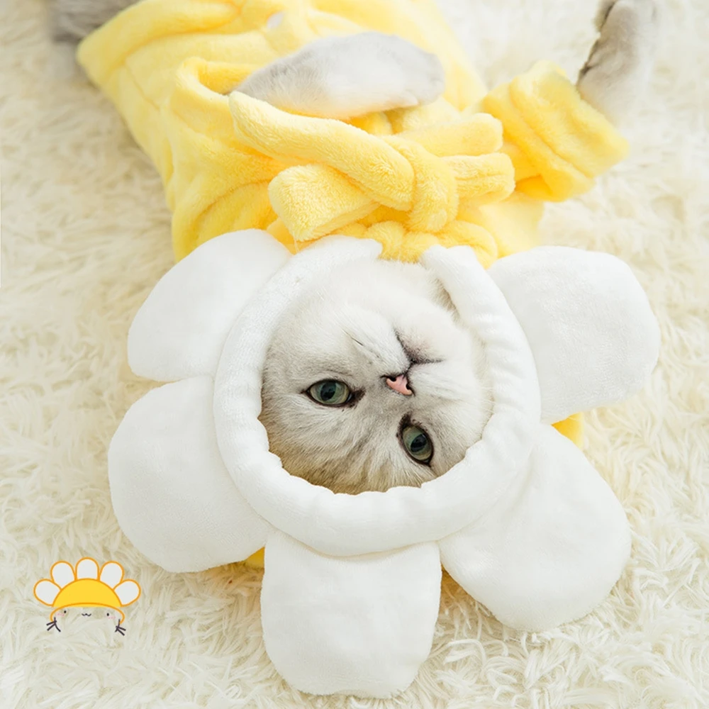 Фланелевое пальто с подсолнухом одежда для собак домашних животных кошек и