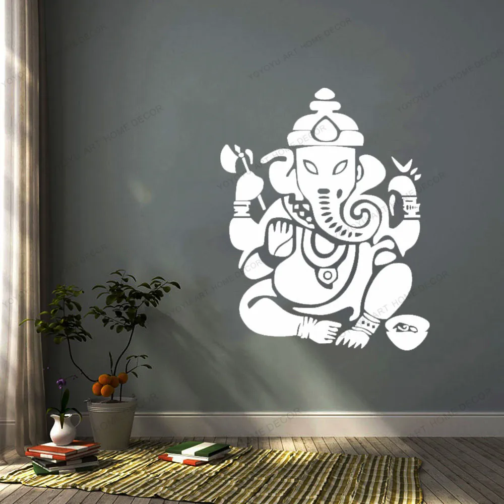 

Buddhism Indian Elephant Ganesha Lord Wall Stickers Yoga Buddha Success Wall Decal Vinyl Removable Home Decoration CX629