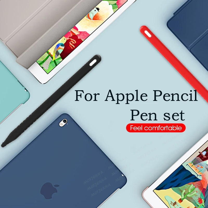 

For Apple Pencil 2 Colorful Soft Silicone Case Protective Sleeve Cover For Apple Pencil 2nd Tablet Touch Pens With 2 Nib Sleeves