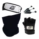 Черные перчатки Какаси ниндзя для косплея, маска, повязка на голову, аксессуары для аниме, блокнот кунай, красное облако, аксессуары для подарка, игрушка для фанатов