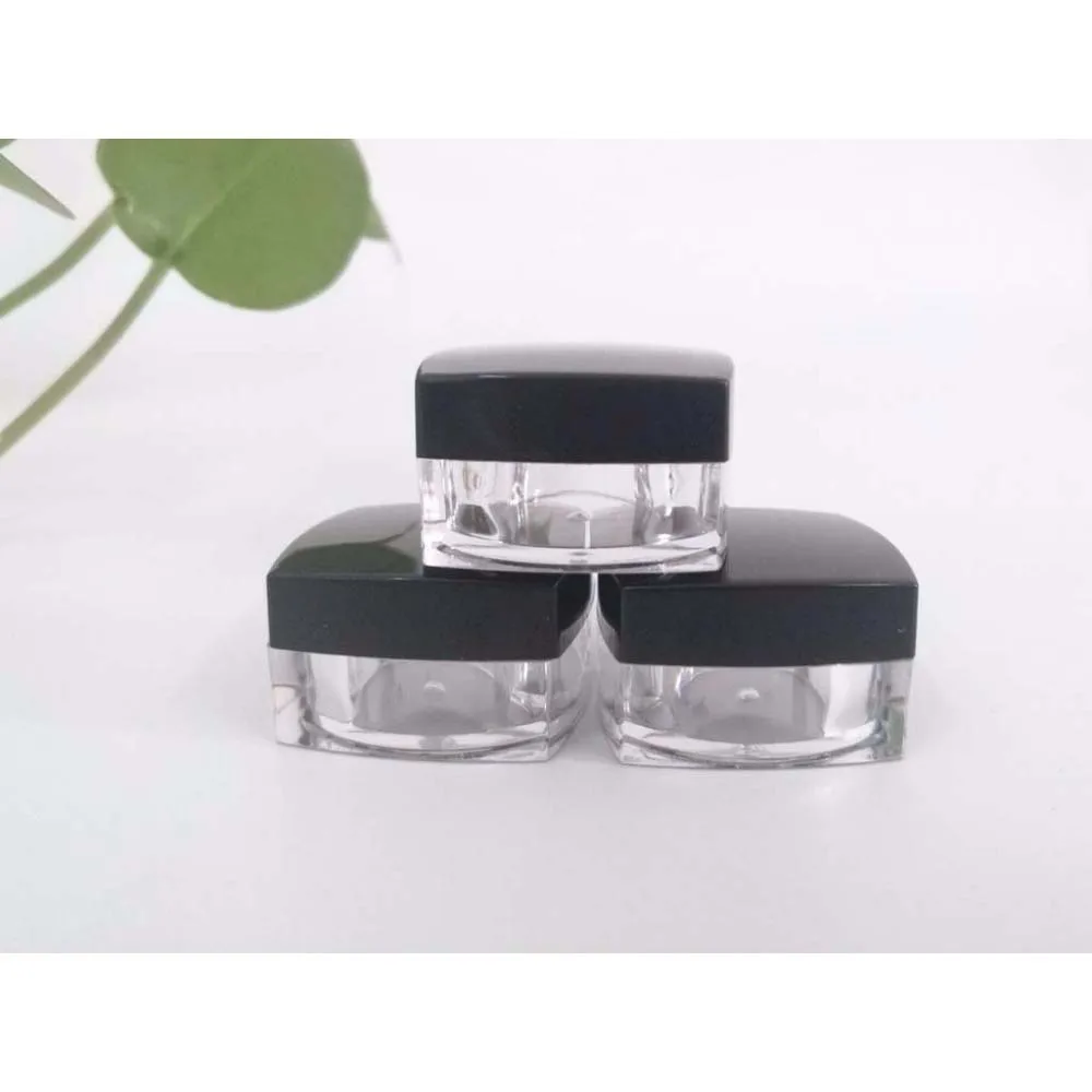 100 шт./лот пустой 5g квадратная пластиковая баночка/порошок для ногтей горшок