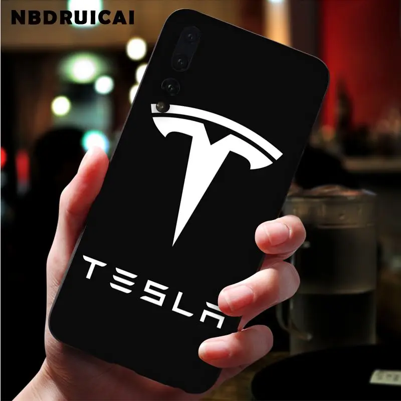 

NBDRUICAI New Super Electric Car Tesla Logo Phone Case for Huawei P9 10 lite P20 pro lite P30 pro lite Psmart mate 20 pro lite