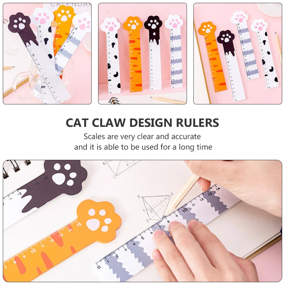 

8 Pcs Wooden Rulers Cartoon Straight Rulers Lovely Students Measuring Rulers