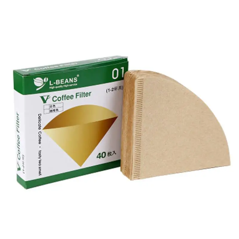 

Coffee Papers 40pcs/box Drip Coffee Cup Unbleached Cone-Shape Filter Papers Disposable Paper Coffee Filters For coffee Maker