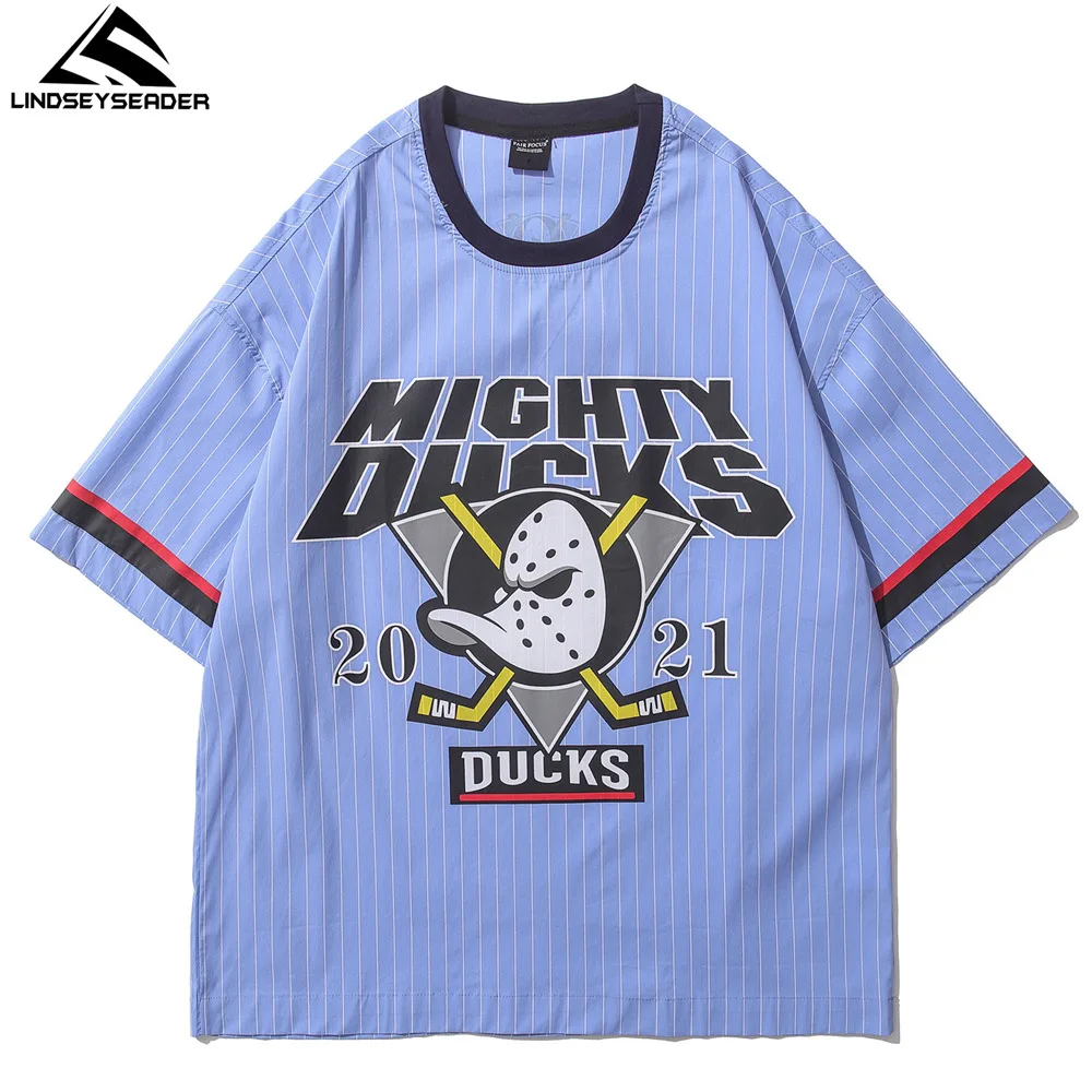 

LINDSEY SEADER Tshirt for Men Hip Hop Oversized Cotton Casual Striped Printed Harajuku Streetwear Summer Short Sleeve Tops Tee