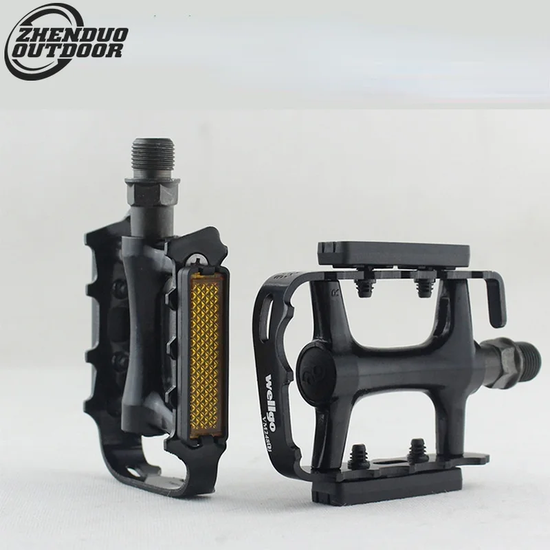 

2pcs M248 all-black aluminum alloy mountain bike pedal DU Perin bearing with reflective disc