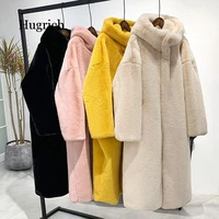 winter women high quality faux rabbit fur coat luxury long fur coat loose lapel overcoat thick warm female plush