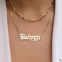 fashion personality lady necklace creative ins style niche design baby girl letter ddouble necklace 2021 trend new party gift