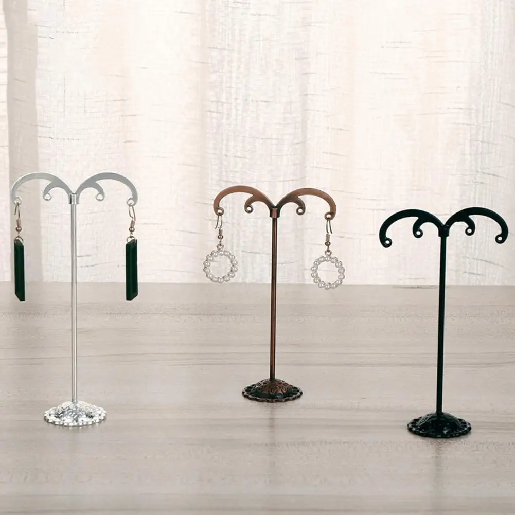 

1 Set Jewelry Display Rack Convenient M-shape Wrought Iron Daily Storage Items Earring Hanger for Home