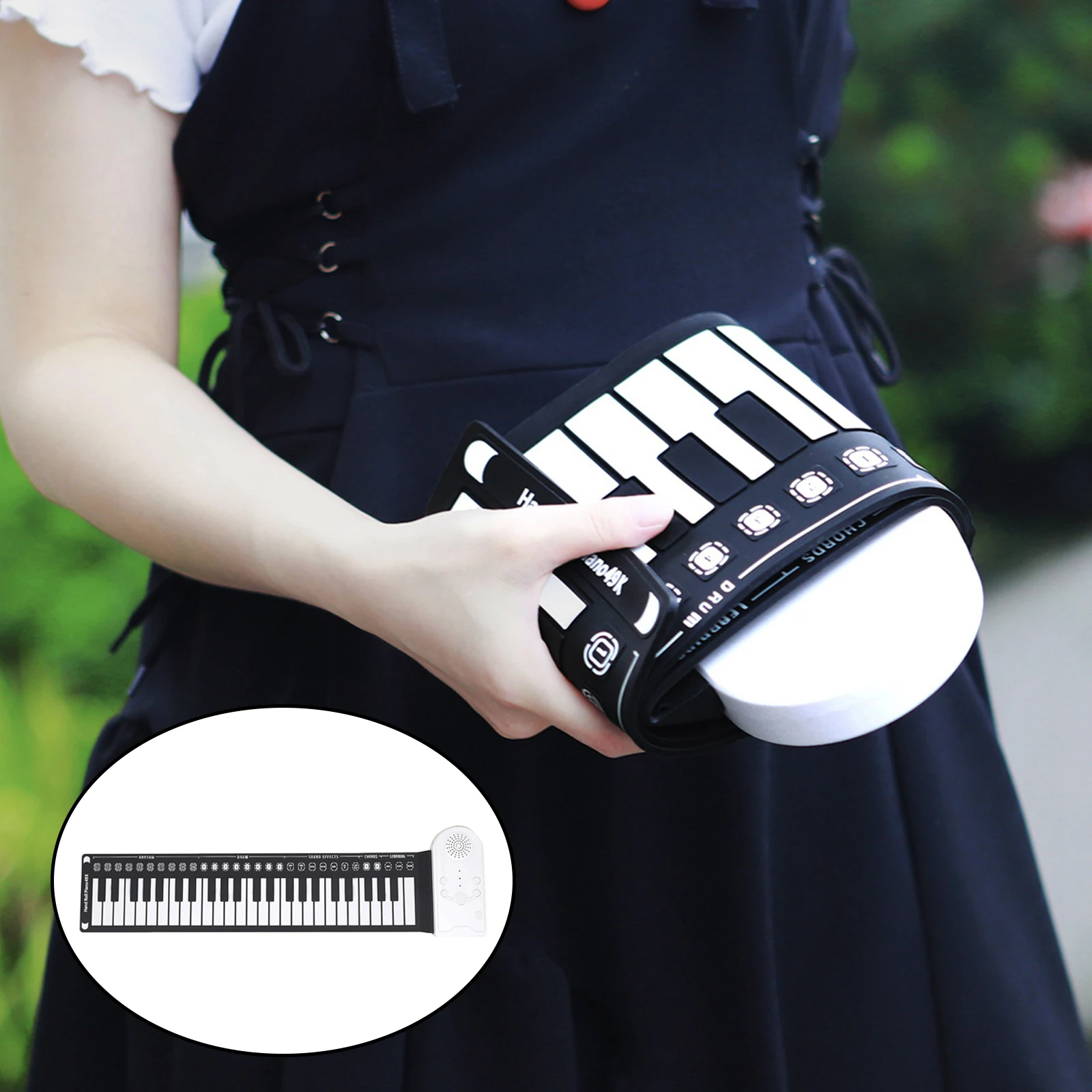 49Keys Flexible Electronic Keyboard Hand Roll Silicone Portable Piano Organ Up |