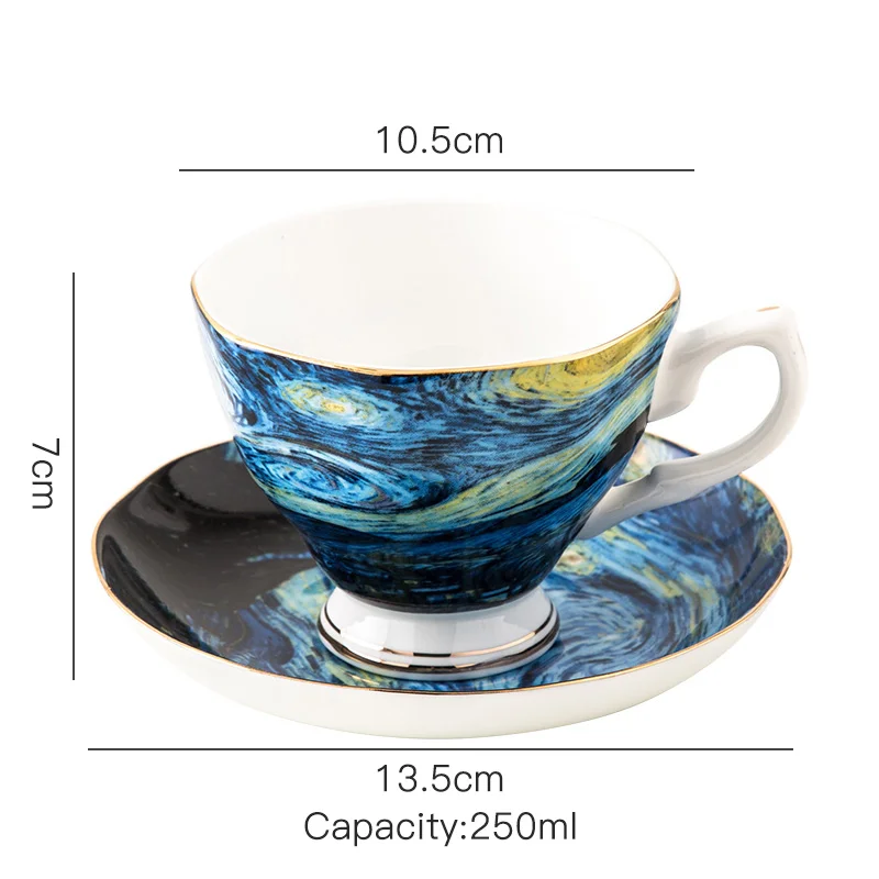 Ван Гог Картина Дизайн Керамическая 4 шт кофейная чашка и блюдце чайные чашки
