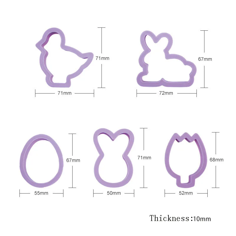 

4Pcs/Lot Food Grade Plastic Rabbit Buttterfly Easter Cookie Mold Biscuit Cutter Baking Tools Easter Egg Cutting Die Fondant Tool