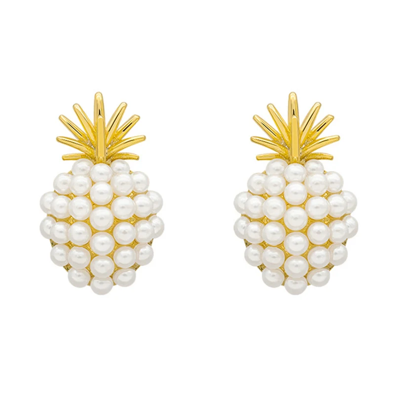

New Arrival Geometric Pearl Women Classic Stud Earrings Pineapple Pearl Earrings Female Fashion Earrings Female Jewelry