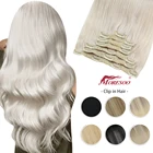 Moresoo накладные человеческие волосы для наращивания естественная машина Remy шелковистые прямые двойные пряди балаяж Омбре заколки для волос