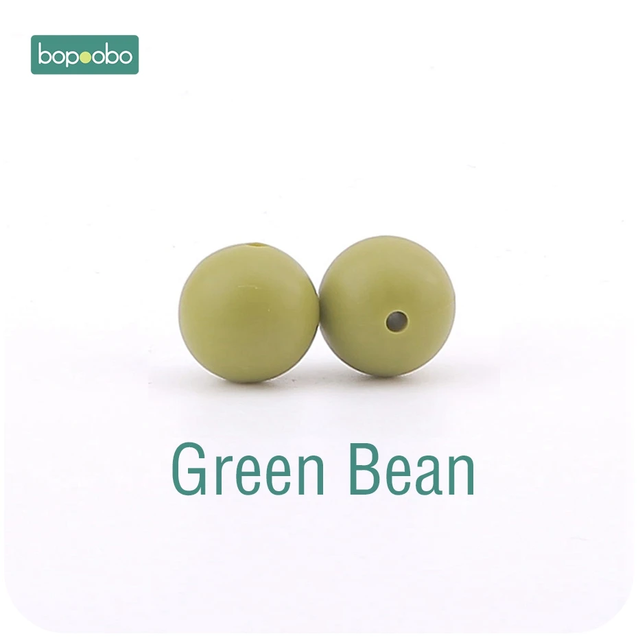 Green Bean Bopoobo 30 шт. 12 мм пищевой силиконовый Прорезыватель для зубов детский уход за зубами DIY стартовый набор силиконовые бусины Экологичные Детские аксессуары - Цвет: Green Bean