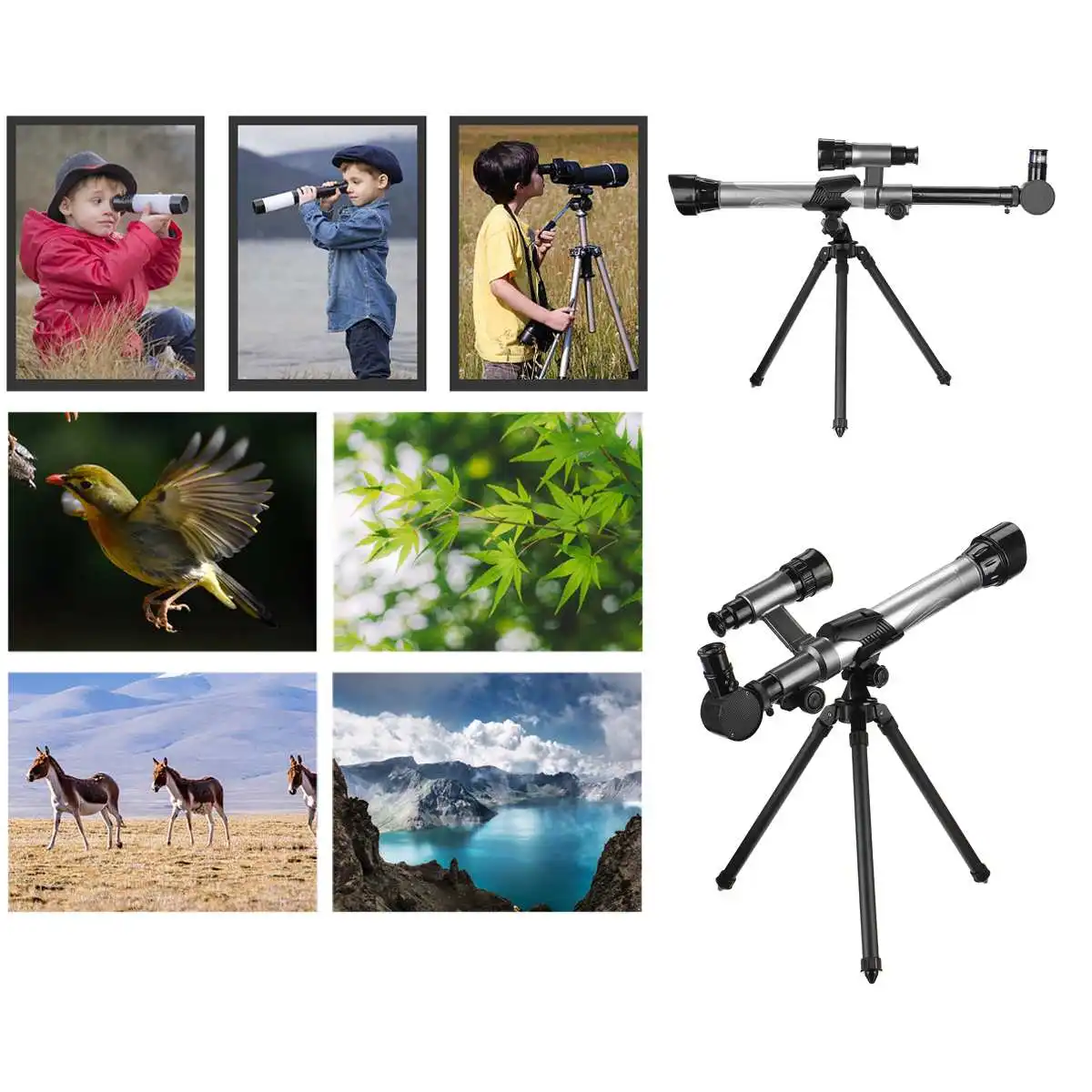 

20/30/40X Zoom Refractor Monocular Telescope Portable Stretchable Astronomical Night Vision Telescope with Tripod Kids Gift