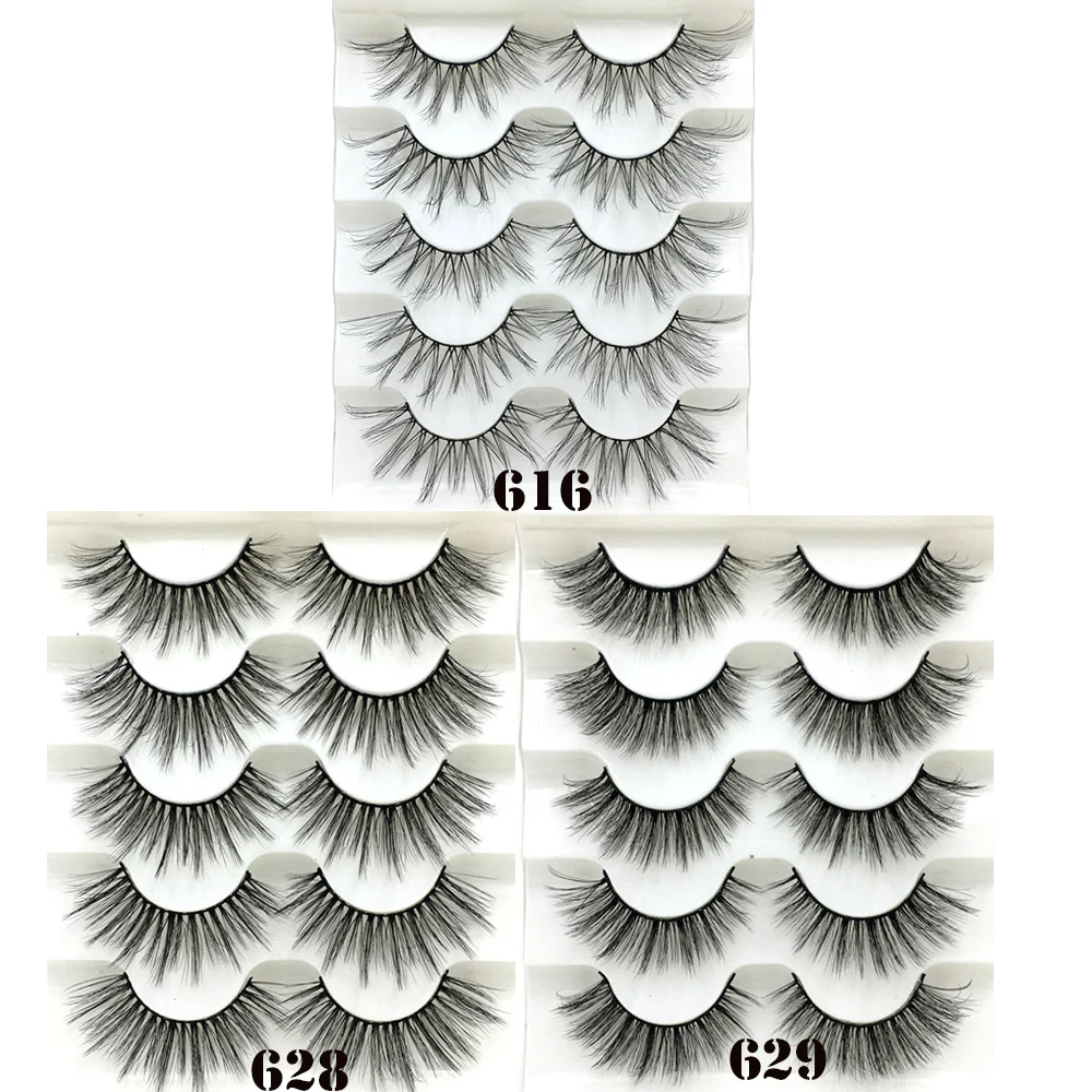 LEKGAVD 5 пар Wispies Fluffies драма ручная работа безжалостные ресницы 6D искусственные норковые волосы Накладные ресницы для наращивания Красота Макияж