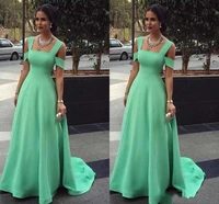 a line mint green evening dresses spaghetti simple red carpet gowns back zipper sweep train custom made formal occasion dresses