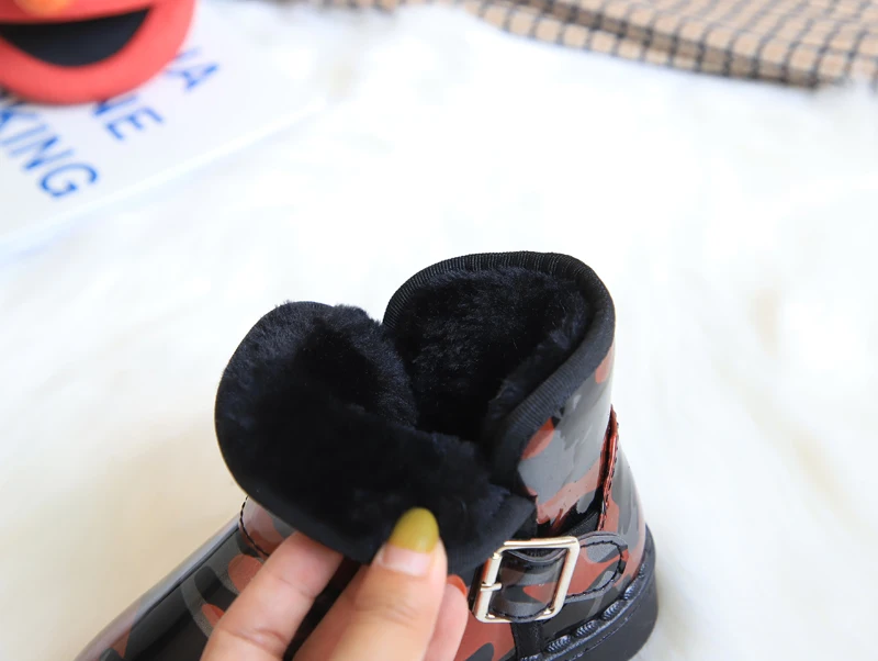 Водонепроницаемые детские ботинки модные теплые хлопковые для мальчиков и