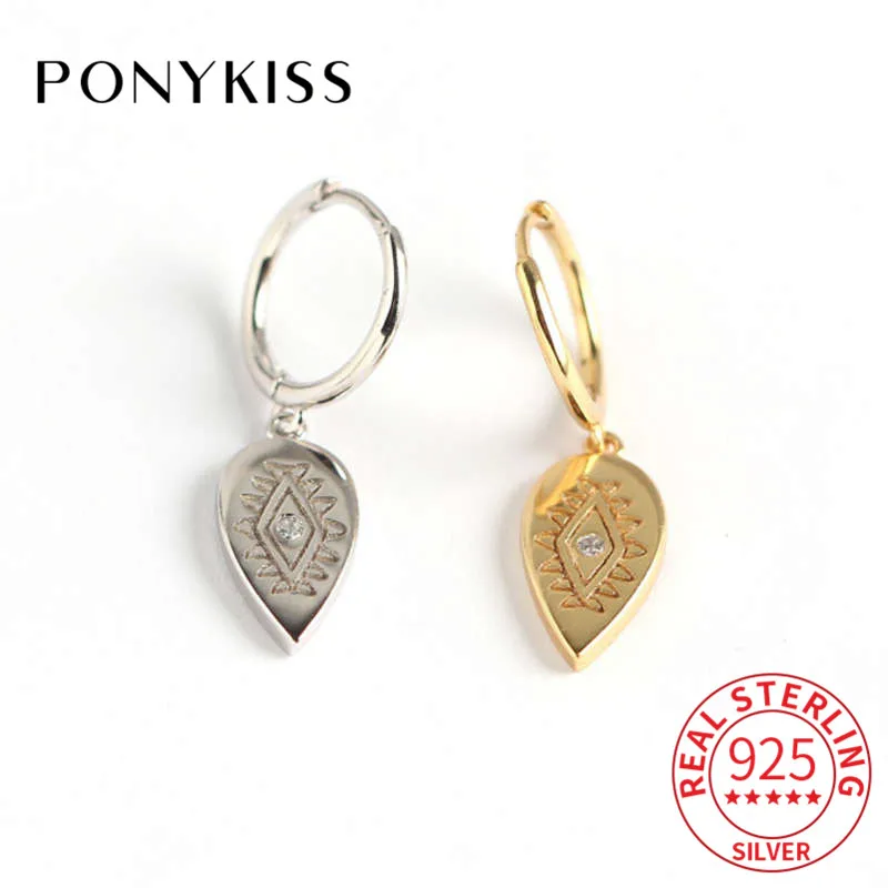 

PONYKISS S925 Стерлинговое Серебро, Геометрическая капля, женское украшение для вечевечерние, аксессуары, романтический подарок