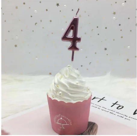 Rose Gold 4 1 шт серебряные золотые свечи для дня рождения украшения для детей и взрослых 0-9 цифры свечи для торта кекс Топпер вечерние принадлежности - Цвет: Rose Gold 4