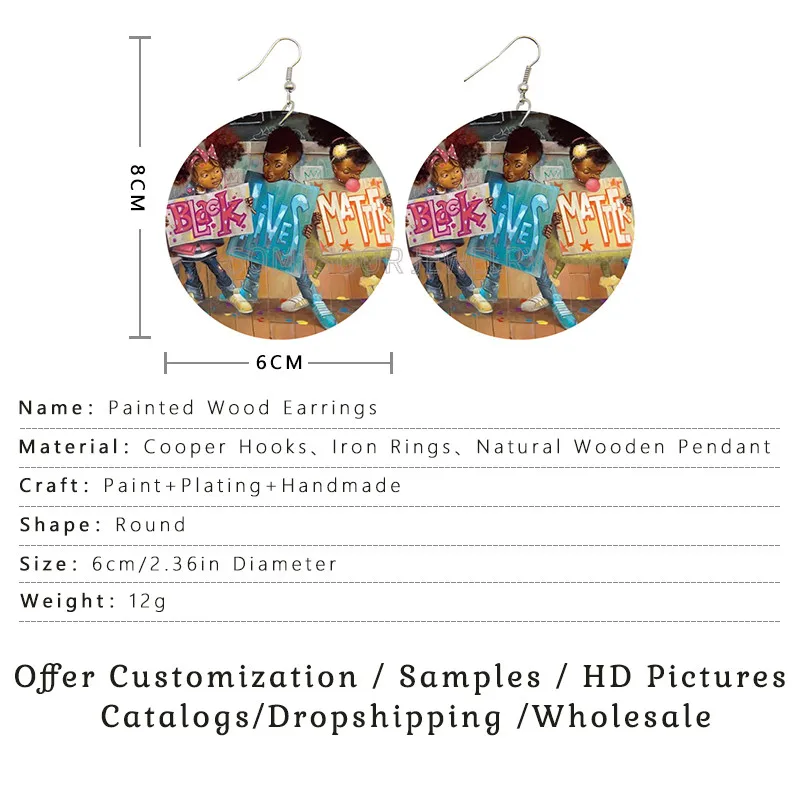 SOMESOOR черные живые вопросы защита ребенка дизайн деревянные серьги капли большие