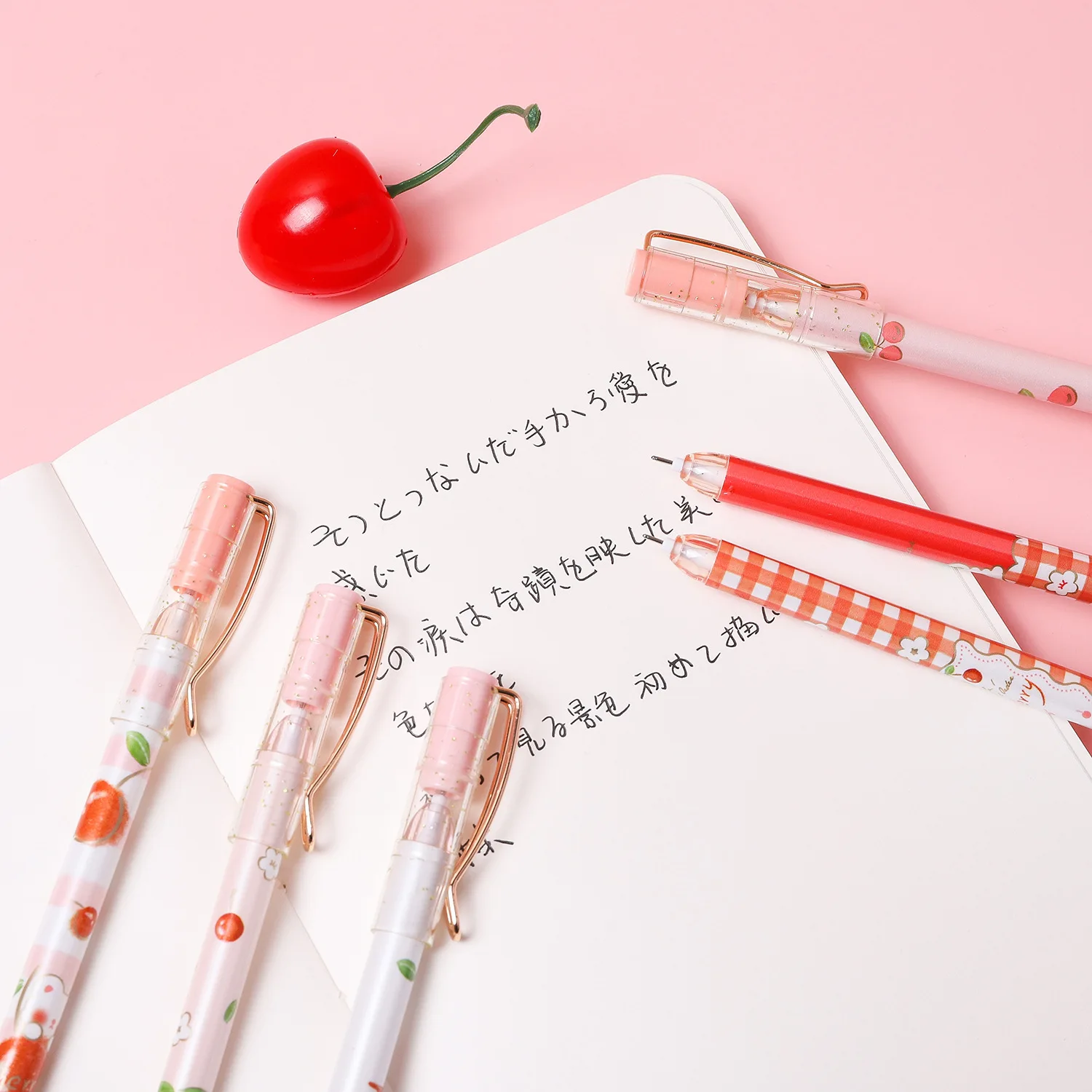 2 шт./пара вишня мишки с черными чернилами гелевая ручка письменные