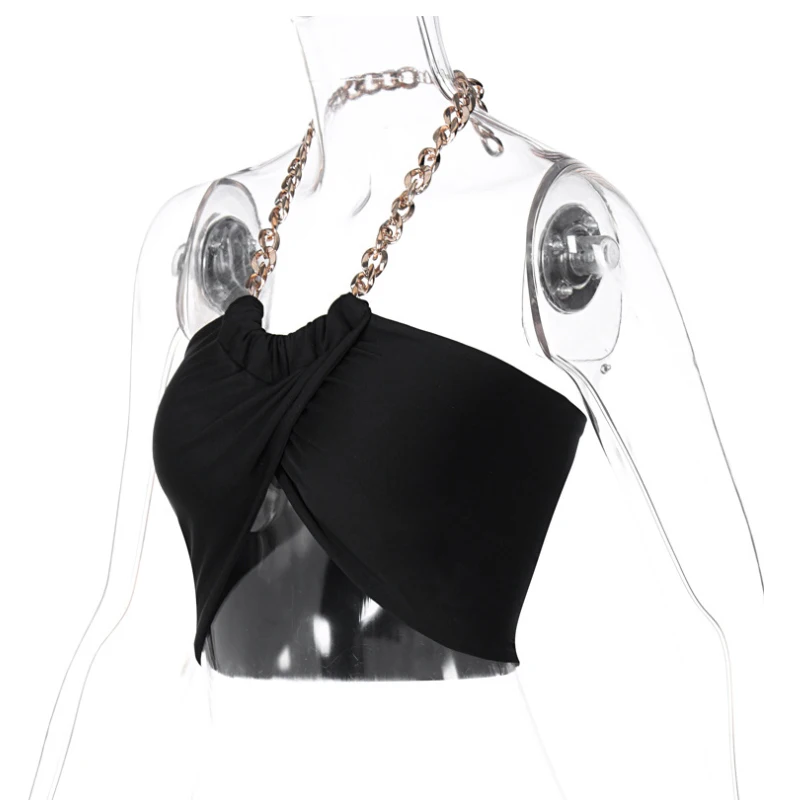 

Lron Chain Halter Tank Sling Top Chaleco Mujer Vest Gilet Women Femme Streetwear Kamizelki Chalecos Para Damska Wrap Chest