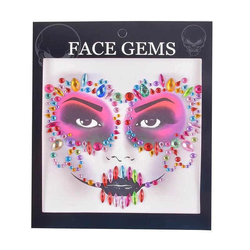 

Face Jewels Crystal Temporary Tattoo Stickers Glitter Festival Party Masquerade Makeup Body Fake Diamond For The Halloween Party