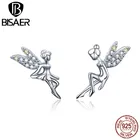 Серьги-гвоздики женские из серебра 925 пробы с прозрачными фианитами