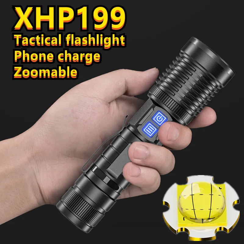 Новый 100000LM XHP199 9 ти жильная светодиодный фонарик Usb Перезаряжаемые тактический с