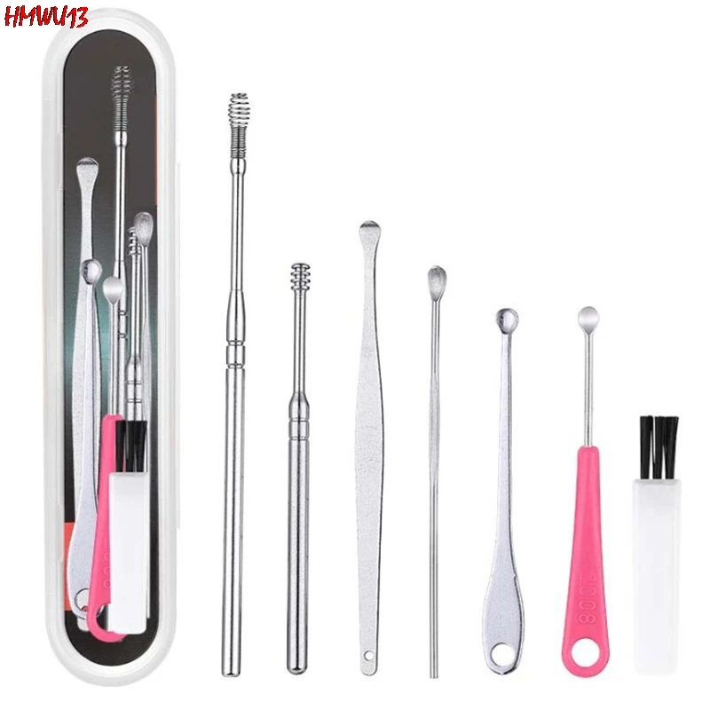 

NEW 7Pcs/set Ear Wax Pickers Stainless Steel Earpick Wax Remover Curette Ear Pick Cleaner Ear Cleaner Spoon Care Ear Clean Tool