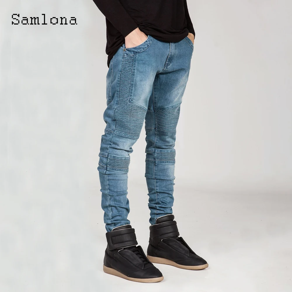 

Мужские джинсы в европейском и американском стиле, повседневные облегающие брюки из денима в стиле хип-хоп, с несколькими карманами, серые, черные, байкерские, 2021