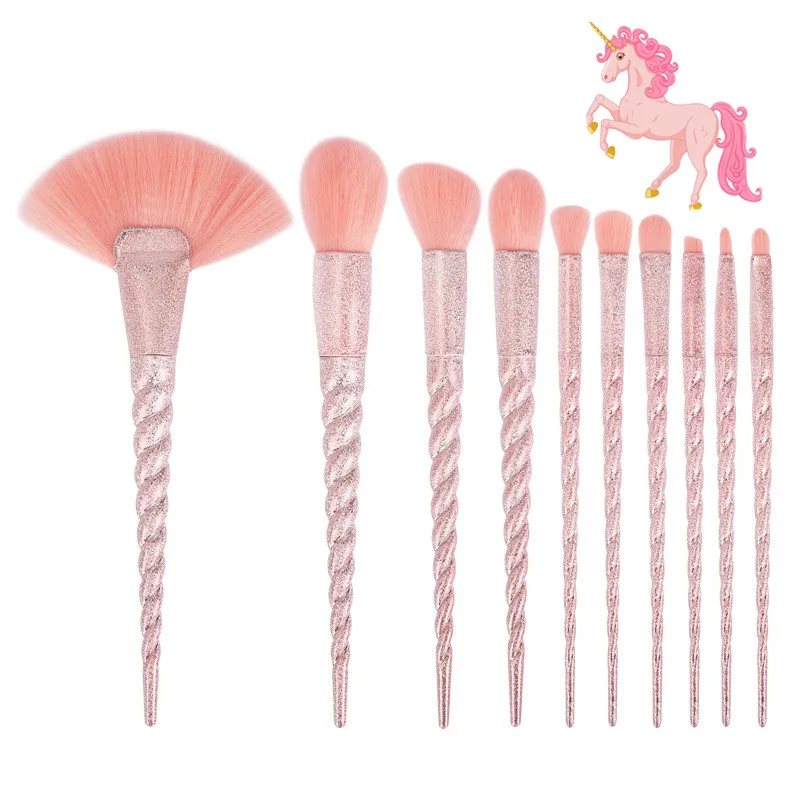 

Набор розовых кистей для макияжа с единорогом, 10 шт.