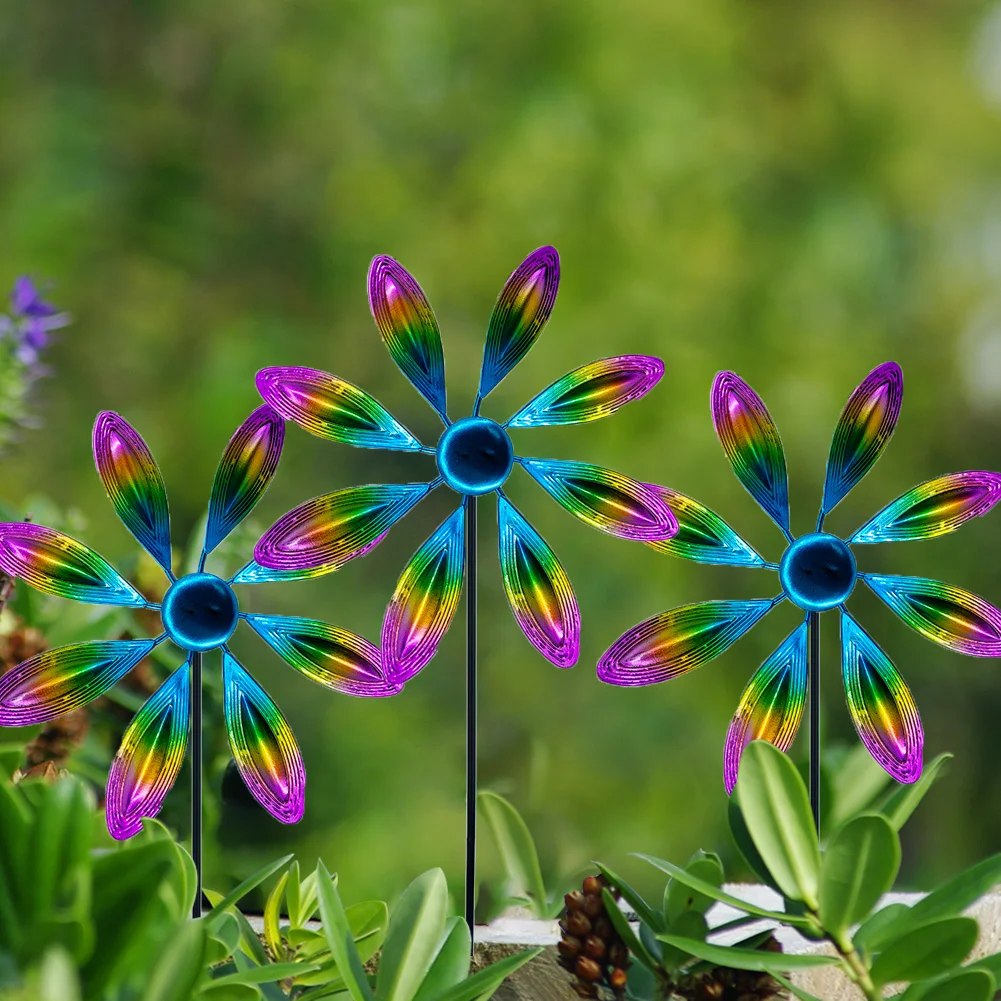 Мельница ветряная уличная из кованого железа декоративный Радужный цвет