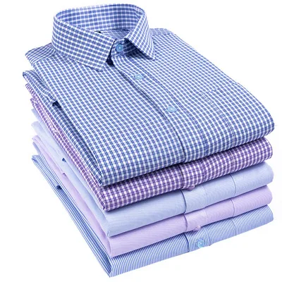 

New Cotton Shirts For Men Plaid Long Sleeve Summer Casual Blouse Basic Regular-fit Top Dress Shirt Business Mens Fashion Color