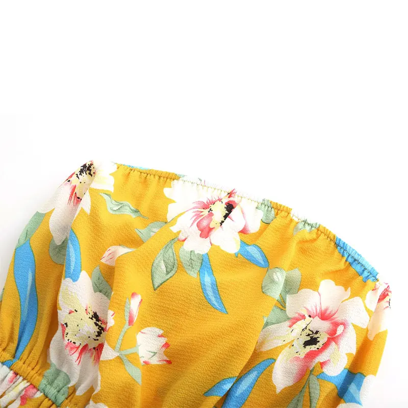 

Fashion Off Shoulder Floral Print Mini Ladies New Beach Dress 2021 Summer Casual