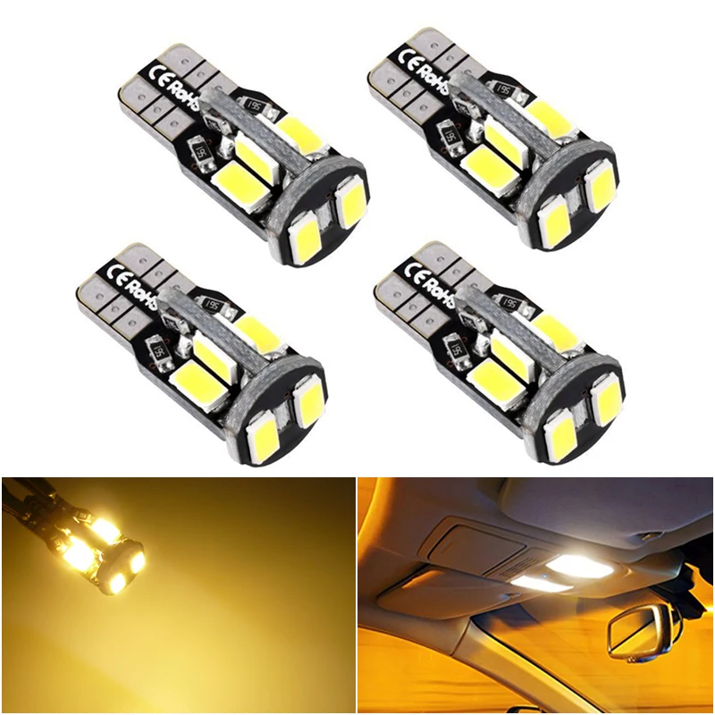 

4PCS Canbus T10 10SMD 5630 5730 Led W5W 194 168 Auto Dome Lamp Reading Light License Plate Bulbs 12V White Car Styling No Error