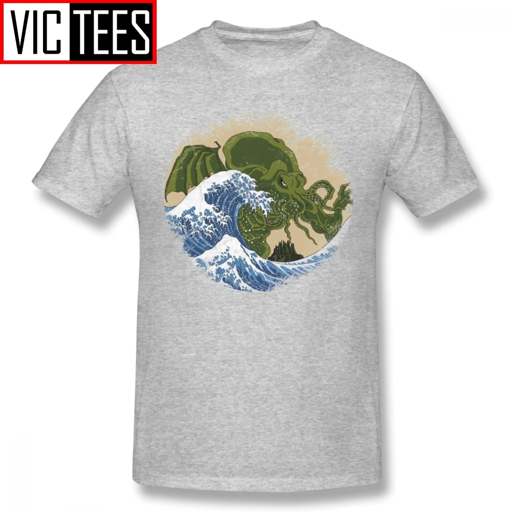 Мужские некрономиконы футболки Hokusai Cthulhu футболка графическая Милая Модная