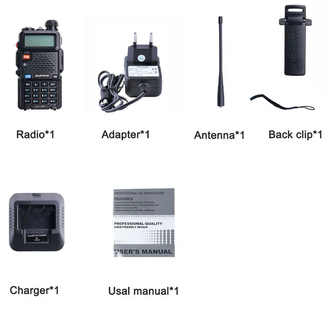 1 piece Baofeng UV 5R Ham двухсторонняя радиостанция Водонепроницаемая Baofeng рация VHF/UHF 136-174MHz& 400-470mhz FM портативный приемопередатчик - Цвет: 1 piece