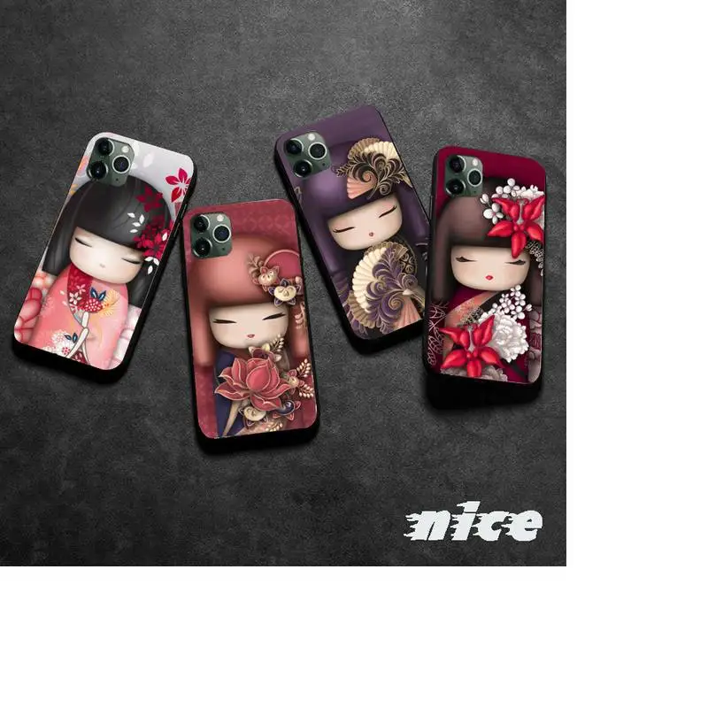 

kawaii Japanese Kokeshi doll Phone Case for iphone etui 11 12 pro se2 max xr xs x 7 8 6s 5s plus mini smart Fundas Coque Cover
