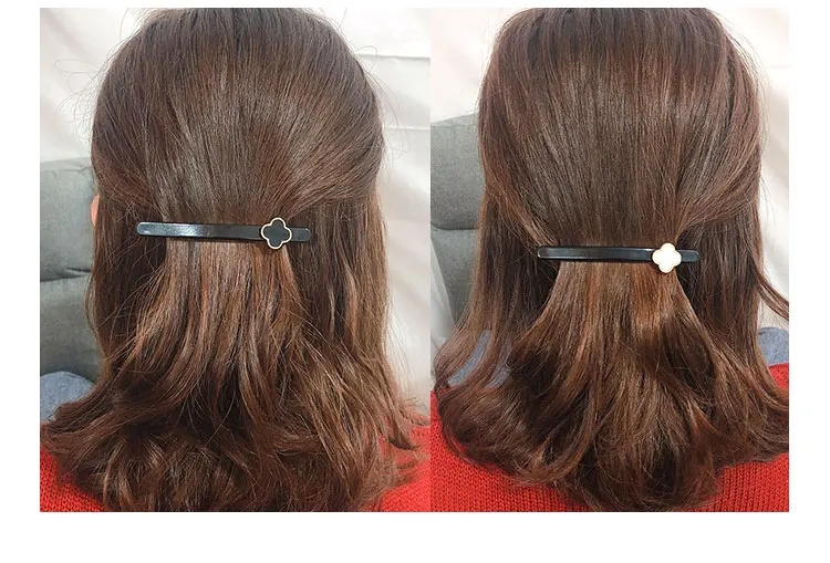 

60pcs/lot DIY Black White Alloy Four Leaf Clover Hair Clip Spring Barrettes Hair Claw Hair Care Styling Tools HA789