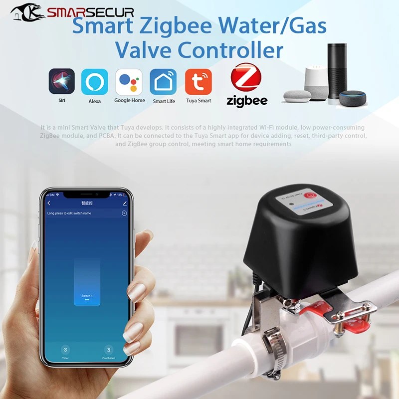 Умный клапан ZigBee 3 0 для управления газом и водой приложение SmartThings пульт