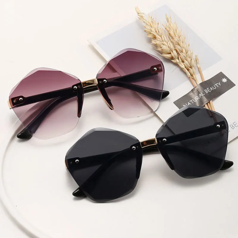 

Солнцезащитные очки без оправы UV400 для мальчиков и девочек, винтажные брендовые модные детские Роскошные градиентные очки без оправы