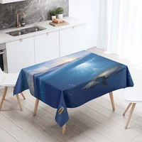 3d printing shark in the sea pattern tablecloths for the kitchen decorative table cover for rectangular dining table
