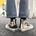 Женские текстильные кроссовки на толстом каблуке, с мультяшным принтом, 2021
