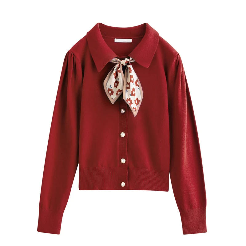 

INMAN 2021 Spring New Arrival Retro Art Sweet Smooth Coat Cardigan Outwear Women's Sweater