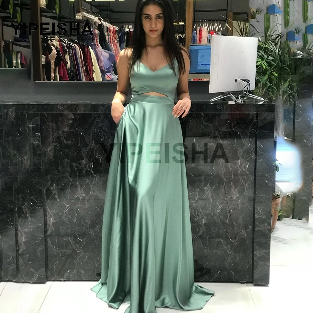 

Sexy 2021 Green Evening Dress Sweetheart Floor Length Spaghetti Strap Women Formal Backless Elegant Party Gowns